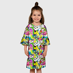 Платье клеш для девочки Цветное граффити, цвет: 3D-принт — фото 2