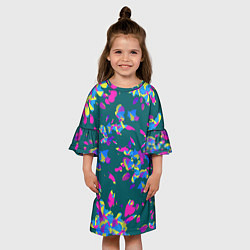 Платье клеш для девочки Абстрактные лепестки, цвет: 3D-принт — фото 2