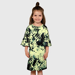 Платье клеш для девочки Абстракция чёрный и бледно-зелёный, цвет: 3D-принт — фото 2