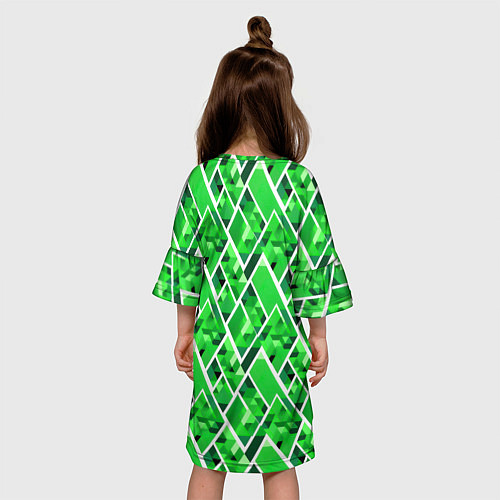 Детское платье Зелёные треугольники и белые полосы / 3D-принт – фото 4