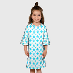 Платье клеш для девочки Паттерн снежинки бело-голубой, цвет: 3D-принт — фото 2