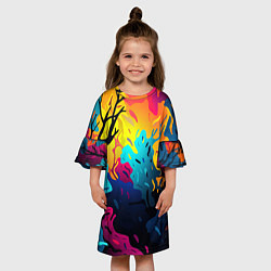 Платье клеш для девочки Неопределенный камуфляж, цвет: 3D-принт — фото 2