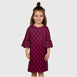 Платье клеш для девочки Паттерн узоры тёмно-розовый, цвет: 3D-принт — фото 2