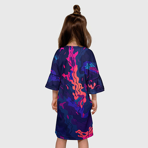 Детское платье Яркая абстракция в стиле камуфляжа / 3D-принт – фото 4