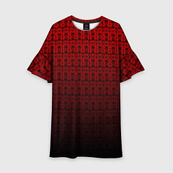 Платье клеш для девочки Красно-чёрный ажурный градиент, цвет: 3D-принт