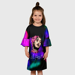 Платье клеш для девочки Lil peep рэп неоновый градиент, цвет: 3D-принт — фото 2