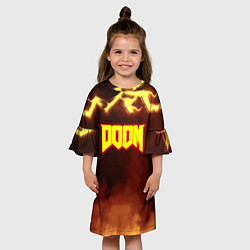 Платье клеш для девочки Doom storm огненное лого, цвет: 3D-принт — фото 2