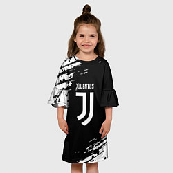 Платье клеш для девочки Juventus спорт краски, цвет: 3D-принт — фото 2