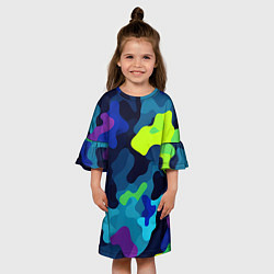 Платье клеш для девочки Яркие кислотные пятна паттерн, цвет: 3D-принт — фото 2