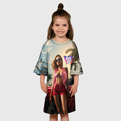 Платье клеш для девочки Девушка GTA 6, цвет: 3D-принт — фото 2