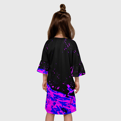 Детское платье Fortnite neon logo steel / 3D-принт – фото 4