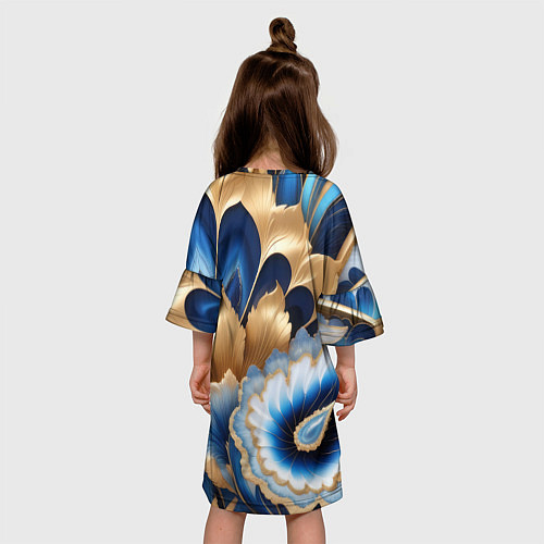 Детское платье Королевский синий с золотом / 3D-принт – фото 4