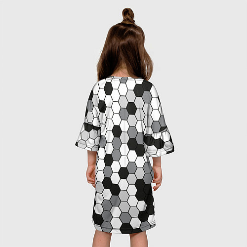 Детское платье Камуфляж гексагон серый / 3D-принт – фото 4