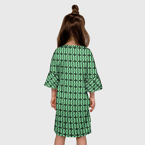 Детское платье Чёрные узоры на зелёном / 3D-принт – фото 4