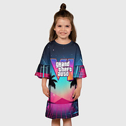 Платье клеш для девочки GTA 6 summer abstract, цвет: 3D-принт — фото 2