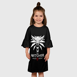 Платье клеш для девочки The Witcher белое лого гейм, цвет: 3D-принт — фото 2