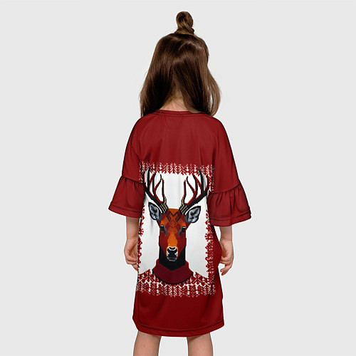Детское платье Олень на красном фоне / 3D-принт – фото 4
