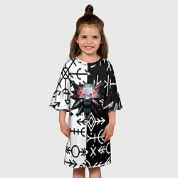 Платье клеш для девочки The Witcher символы славянские, цвет: 3D-принт — фото 2
