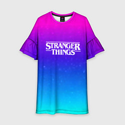 Платье клеш для девочки Stranger Things gradient colors, цвет: 3D-принт