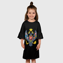 Платье клеш для девочки Держава герб Российской империи, цвет: 3D-принт — фото 2