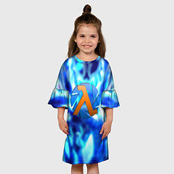 Платье клеш для девочки Half life logo valve, цвет: 3D-принт — фото 2