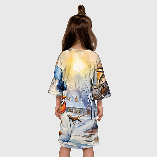 Детское платье Зелено-оранжевый дракон / 3D-принт – фото 4