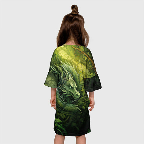 Детское платье Зеленый лесной дракон 2024 / 3D-принт – фото 4