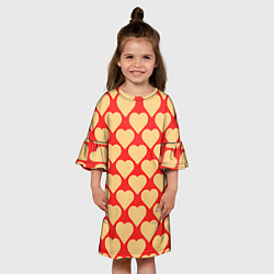 Платье клеш для девочки Охристые сердца, цвет: 3D-принт — фото 2