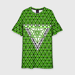 Платье клеш для девочки Зелёные и чёрные треугольники, цвет: 3D-принт
