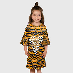 Платье клеш для девочки Жёлтые и чёрные треугольники, цвет: 3D-принт — фото 2