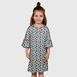 Платье клеш для девочки Цветочный паттерн молочный, цвет: 3D-принт — фото 2