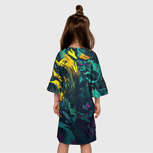 Детское платье Абстрактный камуфляж в кислотных абстрактных пятна / 3D-принт – фото 4
