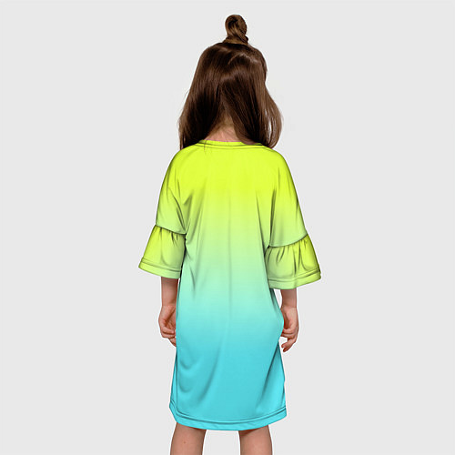 Детское платье Ярко-зеленый и бирюзовый градиент / 3D-принт – фото 4