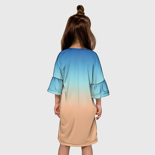 Детское платье Сине-бежевый градиент / 3D-принт – фото 4