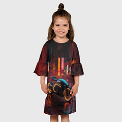 Платье клеш для девочки Мотобайк с ИИ, цвет: 3D-принт — фото 2