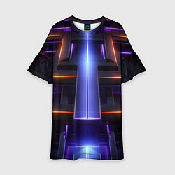 Платье клеш для девочки Объемная неоновая конструкция, цвет: 3D-принт