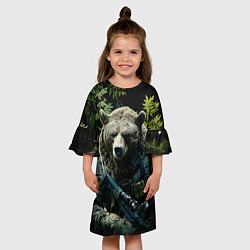 Платье клеш для девочки Медведь солдат раненый, цвет: 3D-принт — фото 2
