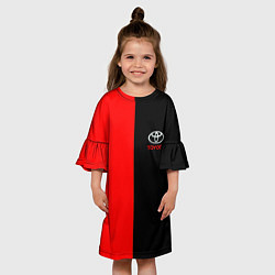 Платье клеш для девочки Toyota car красно чёрный, цвет: 3D-принт — фото 2