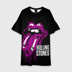 Платье клеш для девочки The Rolling Stones - lips, цвет: 3D-принт