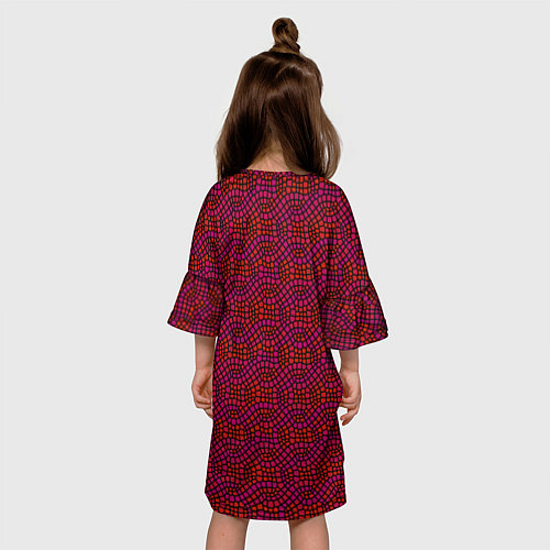 Детское платье Витражный паттерн оттенков красного / 3D-принт – фото 4