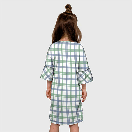 Детское платье Сине-зелёный светлый полосатый / 3D-принт – фото 4