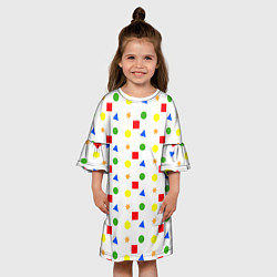 Платье клеш для девочки Разноцветные геометрические фигурки, цвет: 3D-принт — фото 2