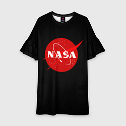 Платье клеш для девочки NASA redlogo space usa, цвет: 3D-принт