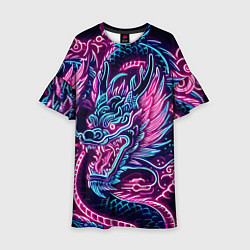 Платье клеш для девочки Neon Japanese dragon - irezumi, цвет: 3D-принт