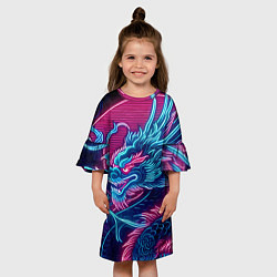 Платье клеш для девочки Свирепый японский дракон - ирезуми, цвет: 3D-принт — фото 2