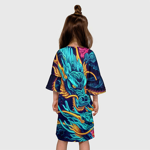 Детское платье Два неоновых дракона - ирезуми / 3D-принт – фото 4