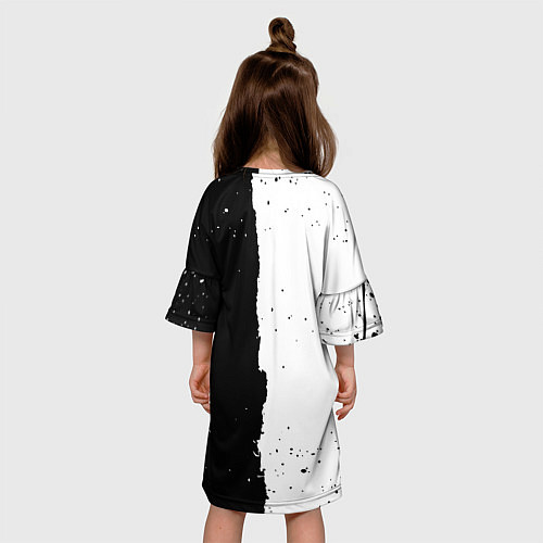 Детское платье Ведьмак лого черно белые / 3D-принт – фото 4
