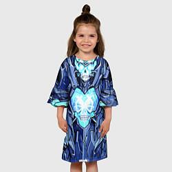 Платье клеш для девочки Синий череп киберпанк, цвет: 3D-принт — фото 2