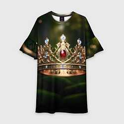 Платье клеш для девочки Королевская корона узорная, цвет: 3D-принт