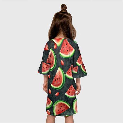 Детское платье Паттерн красные дольки арбуза / 3D-принт – фото 4